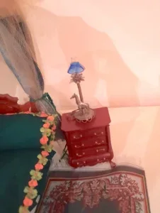 Westernized Master Bedroom, a diorama based on childhood memories of Shiraz, Iran, by Niccu Tafarrodi