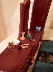 Westernized Master Bedroom, a diorama based on childhood memories of Shiraz, Iran, by Niccu Tafarrodi