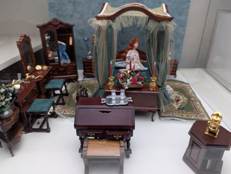 Westernized Master Bedroom, a diorama based on childhood memories of Shiraz, Iran, by Niccu Tafarrodi