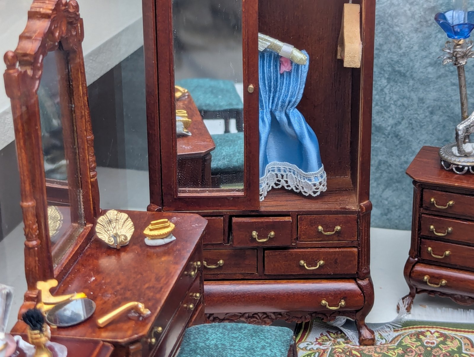 Westernized Master Bedroom, a diorama based on childhood memories of Shiraz, Iran, by Niccu Tafarrodi