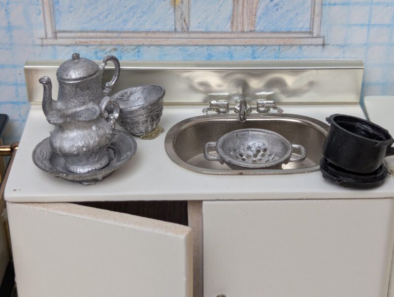 The Modern Kitchen, a diorama based on childhood memories of Shiraz, Iran, by Niccu Tafarrodi