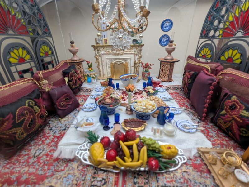 Traditional Dinning Room, a diorama based on childhood memories of Shiraz, Iran, by Niccu Tafarrodi