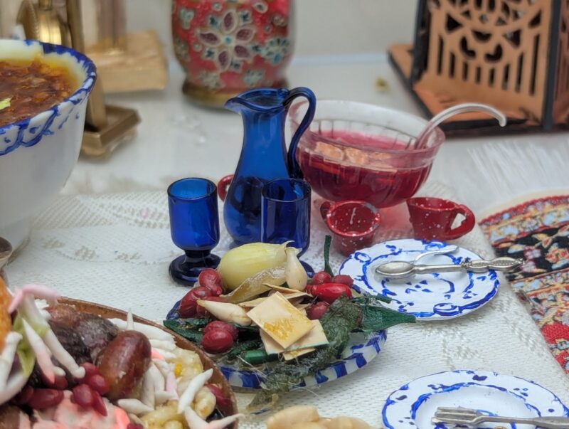 Traditional Dinning Room, a diorama based on childhood memories of Shiraz, Iran, by Niccu Tafarrodi
