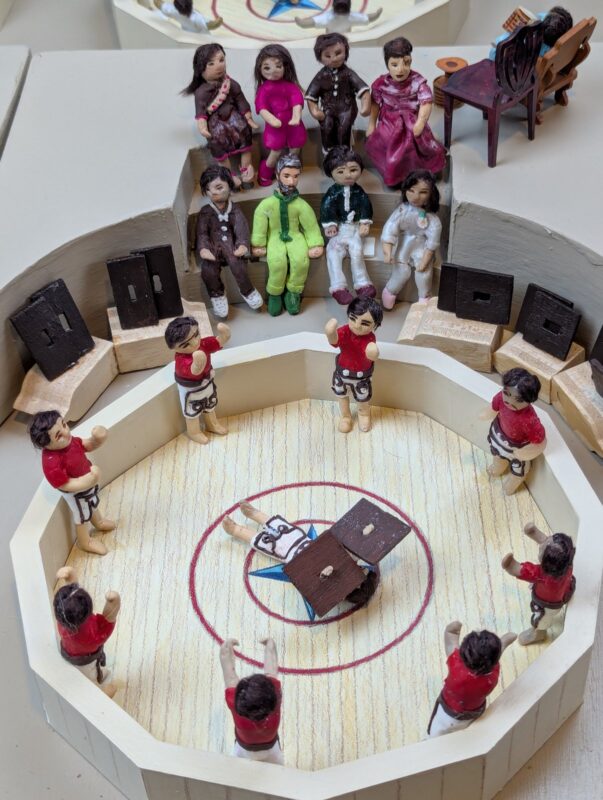 House of Strength or Zoorkhaneh, a diorama based on childhood memories of Shiraz, Iran, by Niccu Tafarrodi