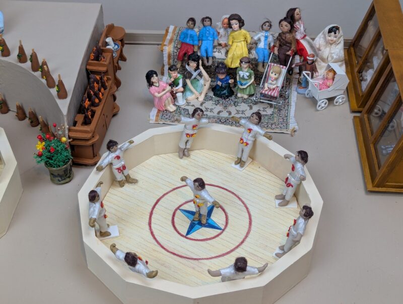 House of Strength or Zoorkhaneh, a diorama based on childhood memories of Shiraz, Iran, by Niccu Tafarrodi