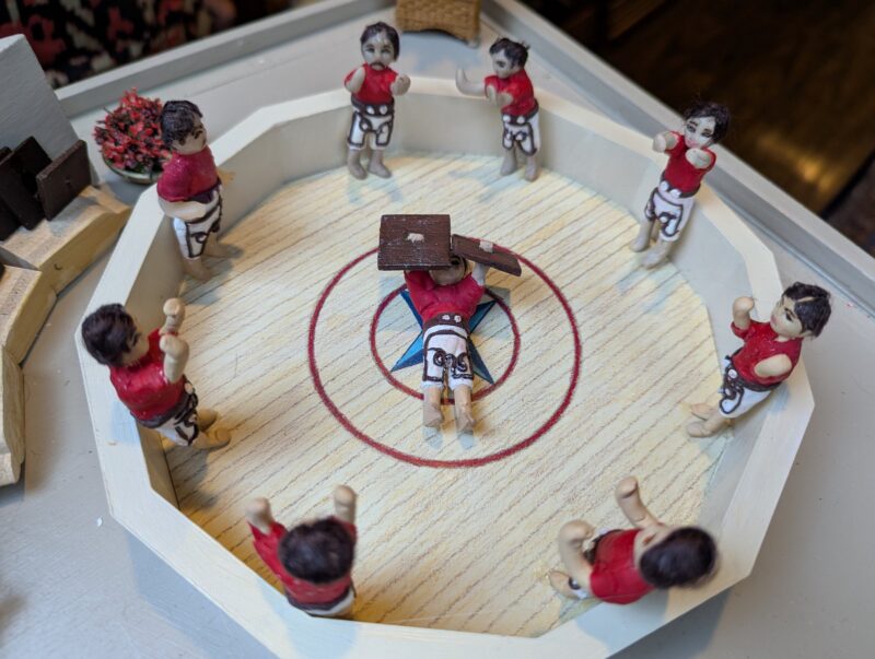 House of Strength or Zoorkhaneh, a diorama based on childhood memories of Shiraz, Iran, by Niccu Tafarrodi